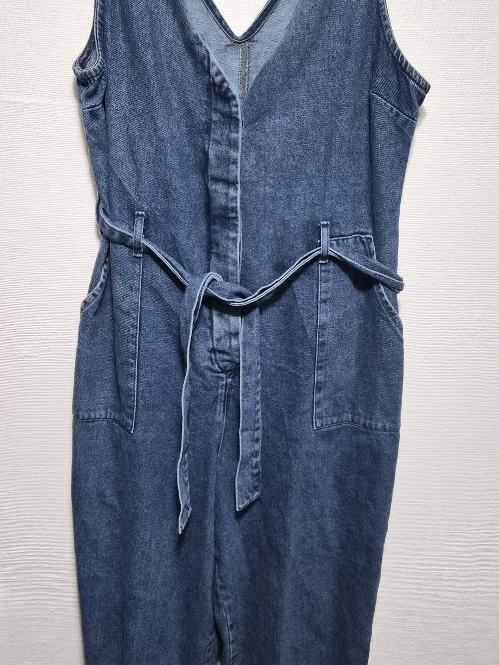 ASOS Denim Sleeveless Jumpsuit in Medium Blue